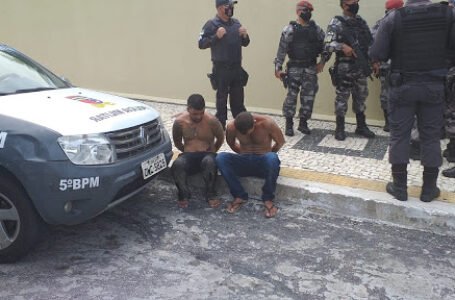 Suspeitos detidos pela policia militar. Foto: Divulgação